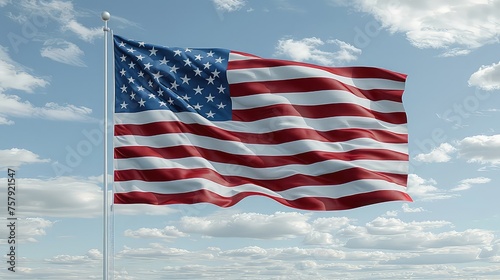 Happy 4th of July, American flag waving in the wind,