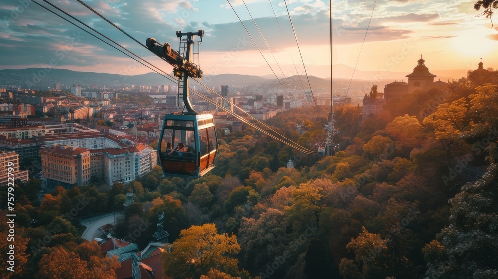 Urban aerial tramway system - obrazy, fototapety, plakaty 
