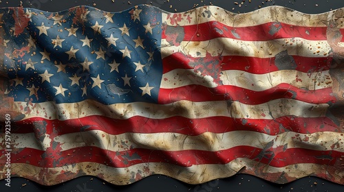 Grunge United States of America flag. 3D rendering.