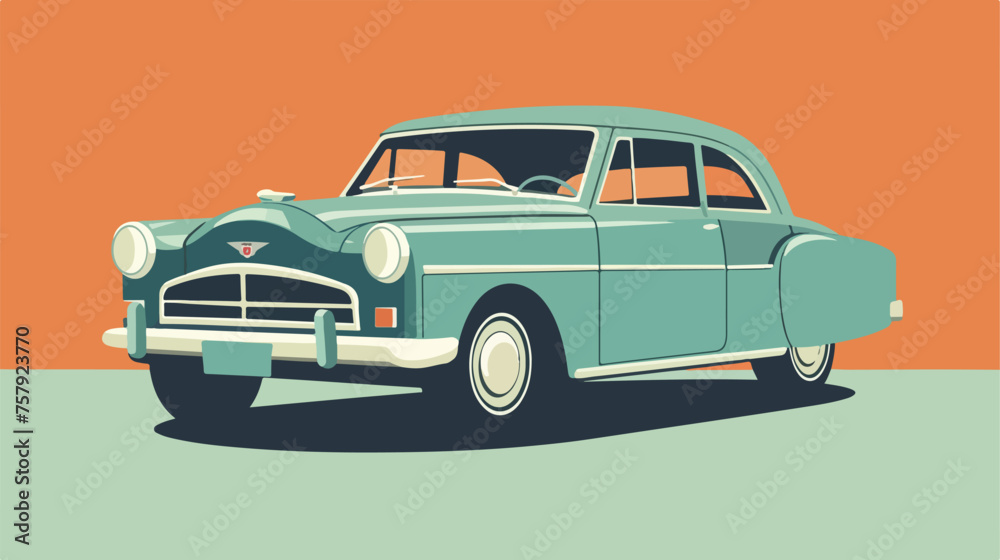 Retro car on vintage background. flat vector 