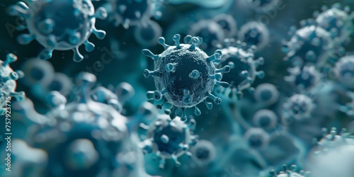 Virus structure, highlighting intricate details with a scientific focus. © tashechka