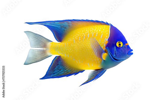 Marine Angelfish isolated fish Queen (Holacanthus white ciliaris) background