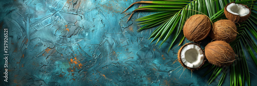 coconuts on an empty tropical background (1) © Iwona