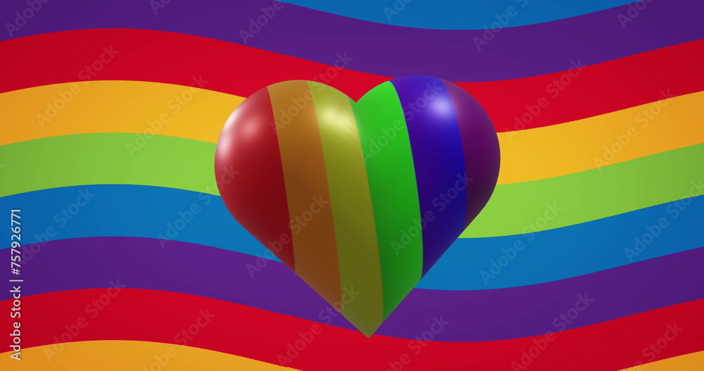 Image of rainbow heart over rainbow background Image of rainbow heart over rainbow background