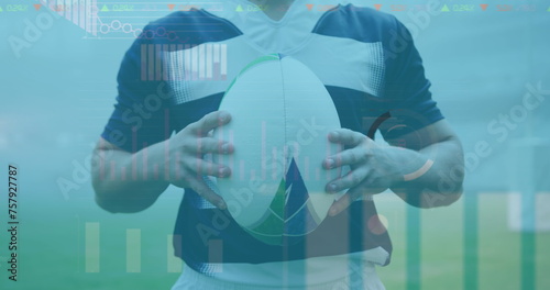 Image of statistics over rugby player