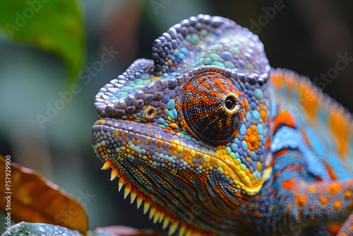 Colorful Chameleon in Extreme Close-up