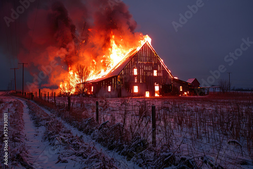 Raging Flames: Barn Consumed