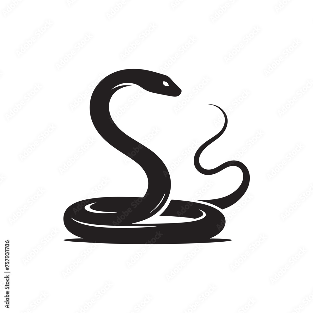 Fototapeta premium Snake Vector Silhouette: A Sinuous Silhouette Capturing the Elegance of the Snake in Vector Form, Snake Illustration.
