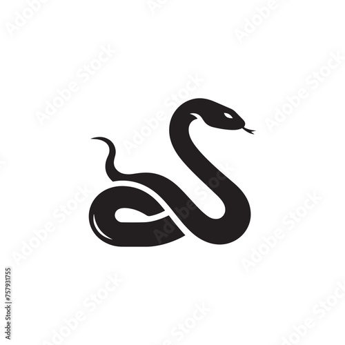 Snake Vector Silhouette: A Sinuous Silhouette Capturing the Elegance of the Snake in Vector Form, Snake Illustration.