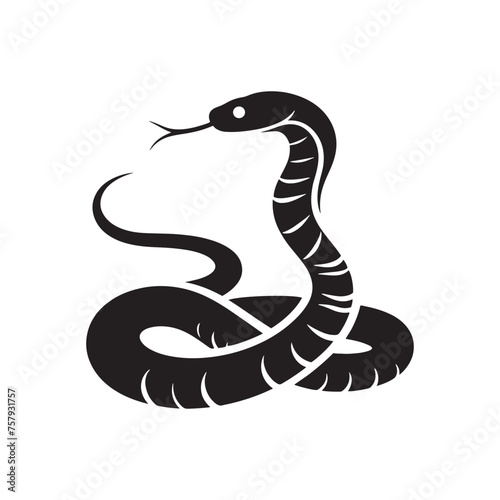 Snake Vector Silhouette: A Sinuous Silhouette Capturing the Elegance of the Snake in Vector Form, Snake Illustration.