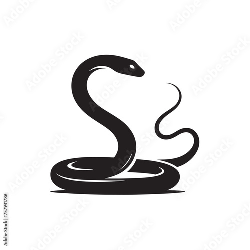 Snake Vector Silhouette: A Sinuous Silhouette Capturing the Elegance of the Snake in Vector Form, Snake Illustration.