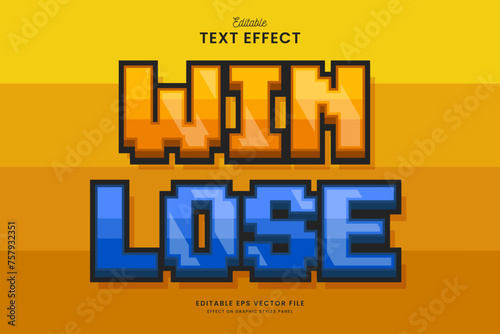 decorative editable win lose pixel text effect vector design
