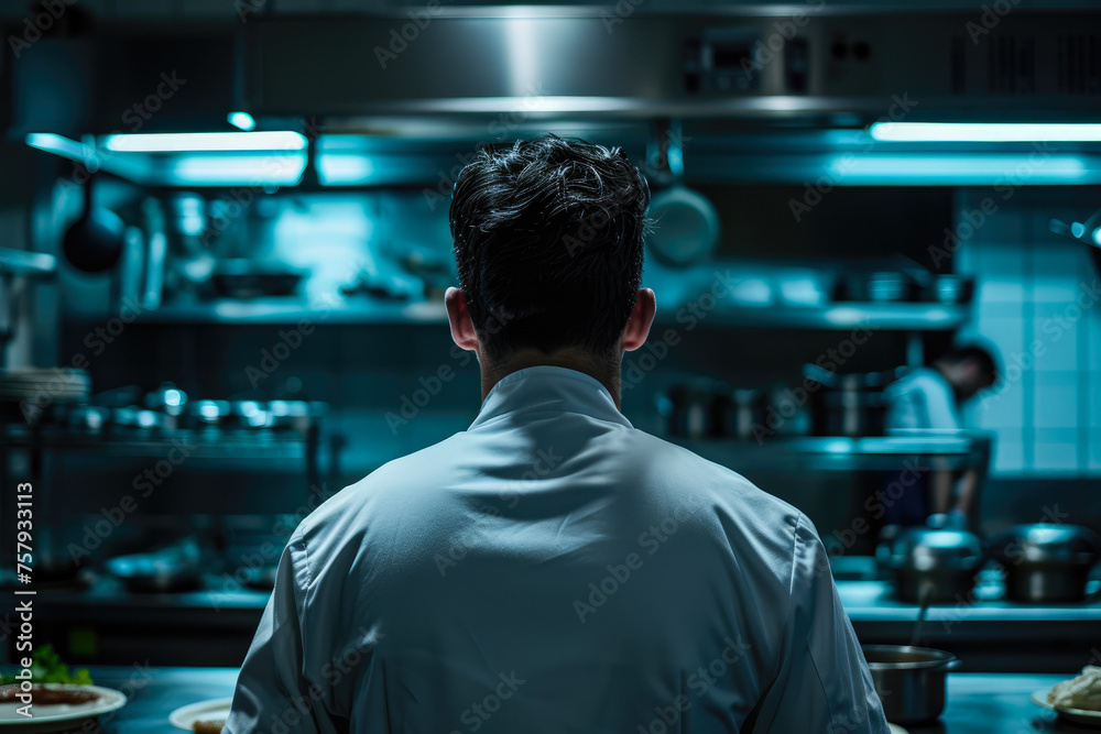 Colorful Graded Shot of Chef Facing Away Colorful Graded Shot of Chef Facing Away