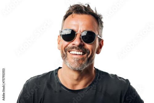 Smiling Man Sunglasses on transparent background,