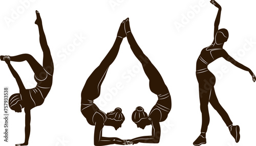 gymnast women silhouette, vector