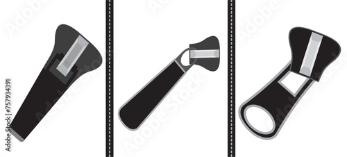 Zippers Set of different Vector zippers
