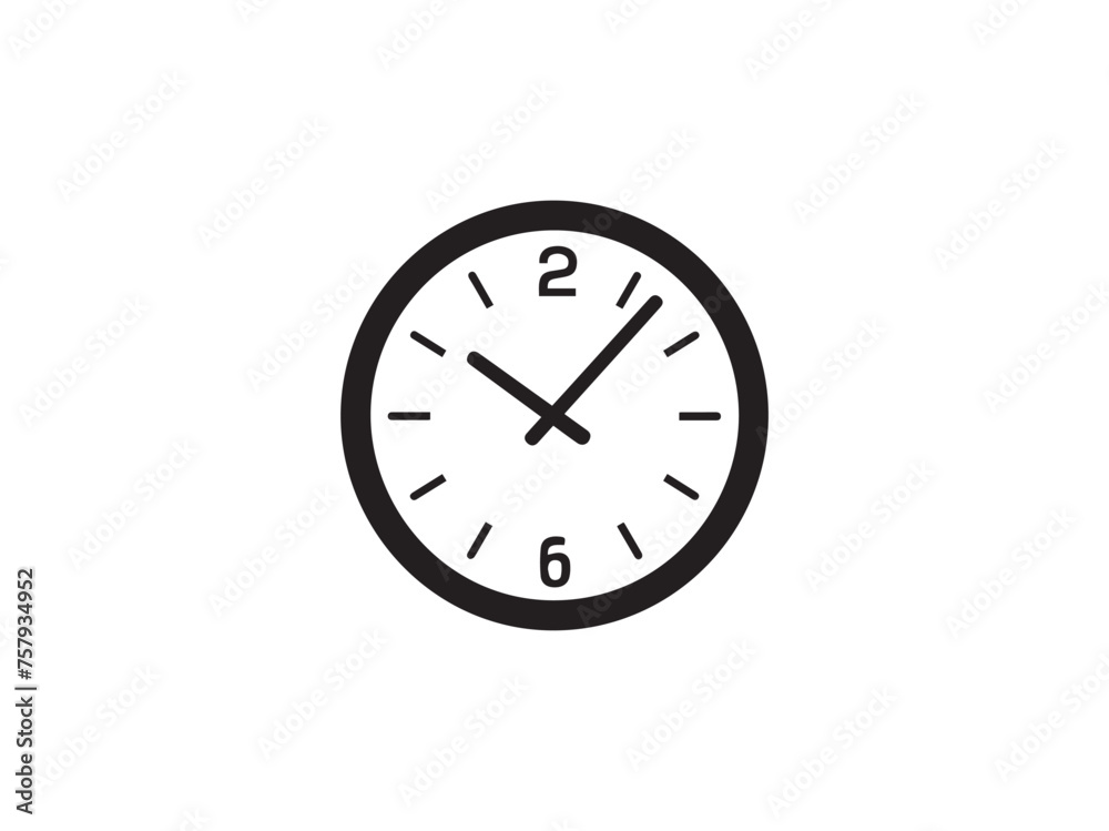Clock icon isolated on white background. Time icon. Vector illustration. Clock icon isolated on white background. Time icon. Vector illustration.