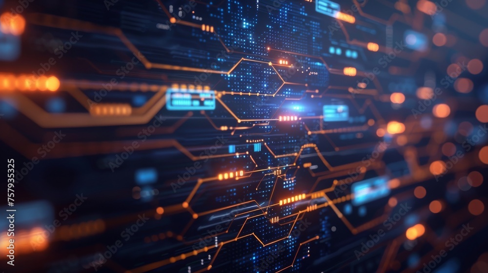 Abstract futuristic technology big data transfer or connecting Abstract futuristic technology big data transfer or connecting