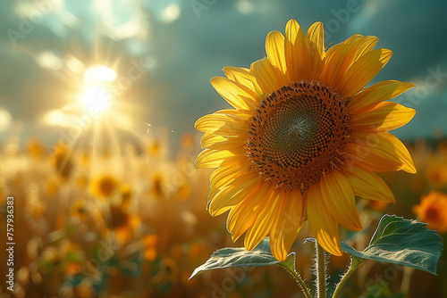 Sunflower Greeting the Morning Sun photo