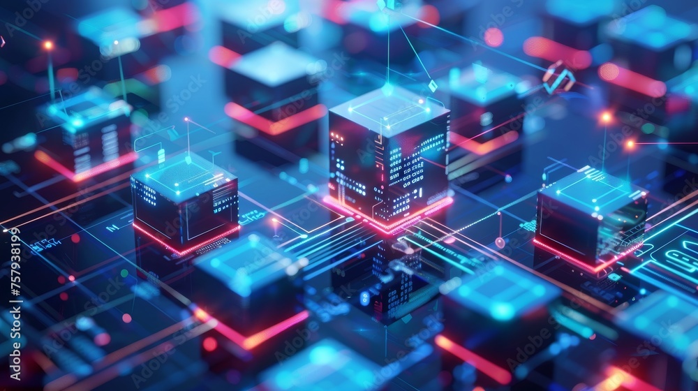 Obraz premium Abstract futuristic technology big data transfer or connecting