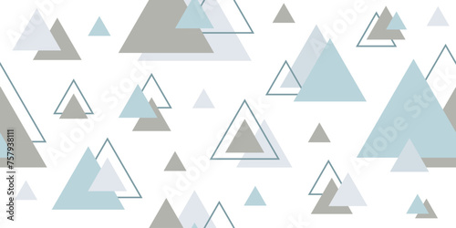 Absctract nordic triangle seamless pattern design in pastel colors, for decoration interior,print posters, wrapping paper in modern scandinavian style in vector.Pattern on changeable white background.