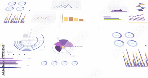 Image of financial data processing over white background