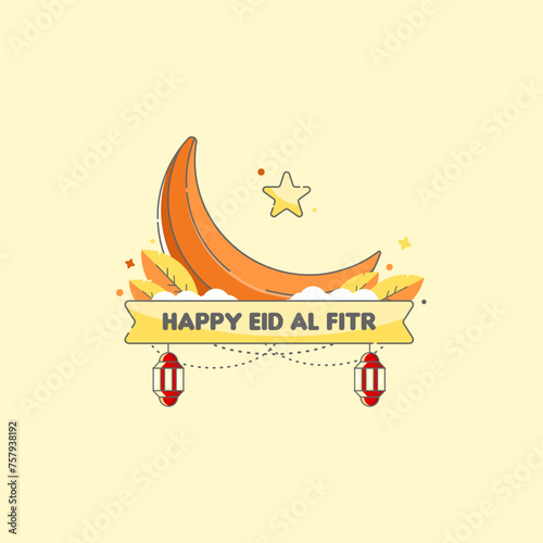 eid mubarak vector with crescent moon concept. eid vector. vector illustration. Can be used for Eid, religious and business events