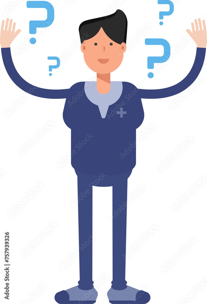 Male Doctor Character and Question Marks
