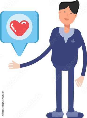Male Doctor Character and Heart Message
