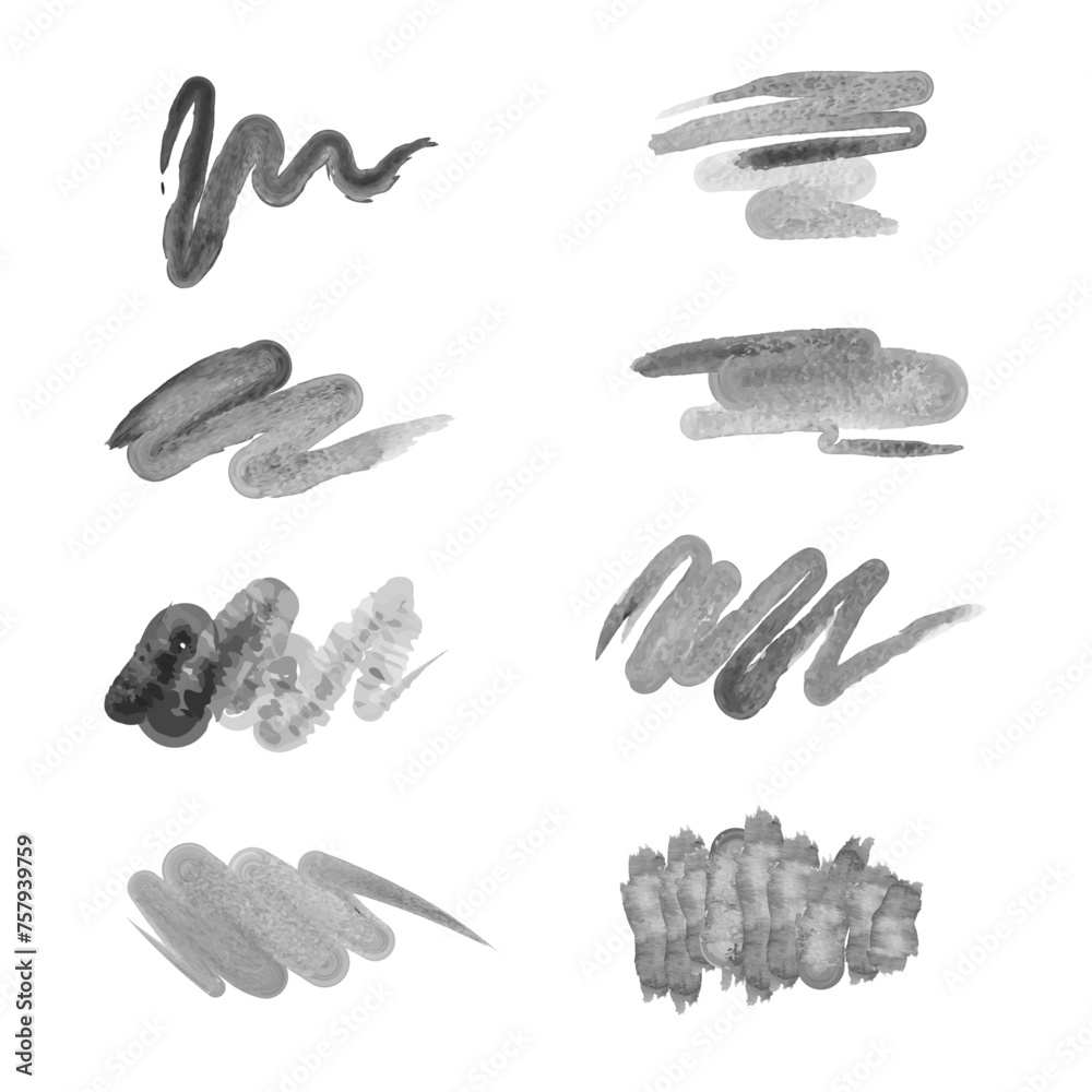 Flat Paint Brush Thin Full Background High Detail Abstract Vector Background Set