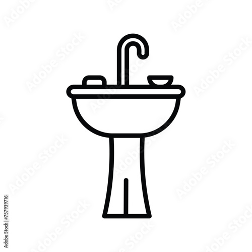 wash basin icon with white background vector stock illustration