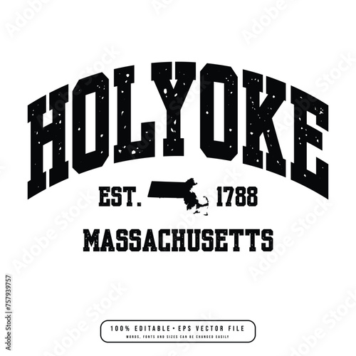 Holyoke text effect vector. Editable college t-shirt design printable text effect vector	 photo
