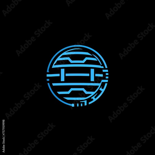 Dynamic Futuristic Logo Featuring Sleek Stylized Globe with Circuitry Lines Symbolizing Technology and Global Business Integration