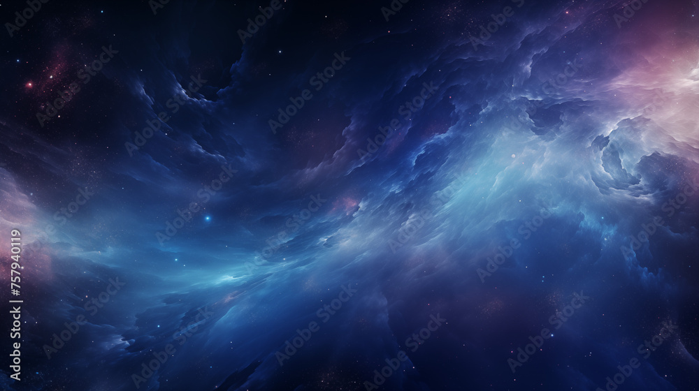 Cosmic Nebula Swirls in Sapphire and Indigo