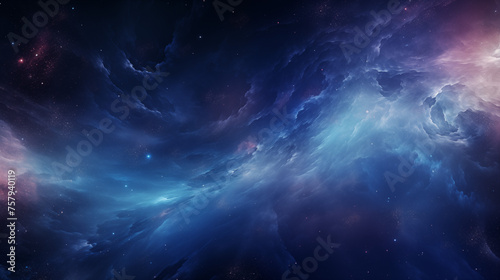 Cosmic Nebula Swirls in Sapphire and Indigo photo
