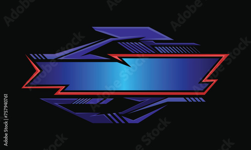 Blank border racing logo. Technology digital banner. Futuristic techno border photo