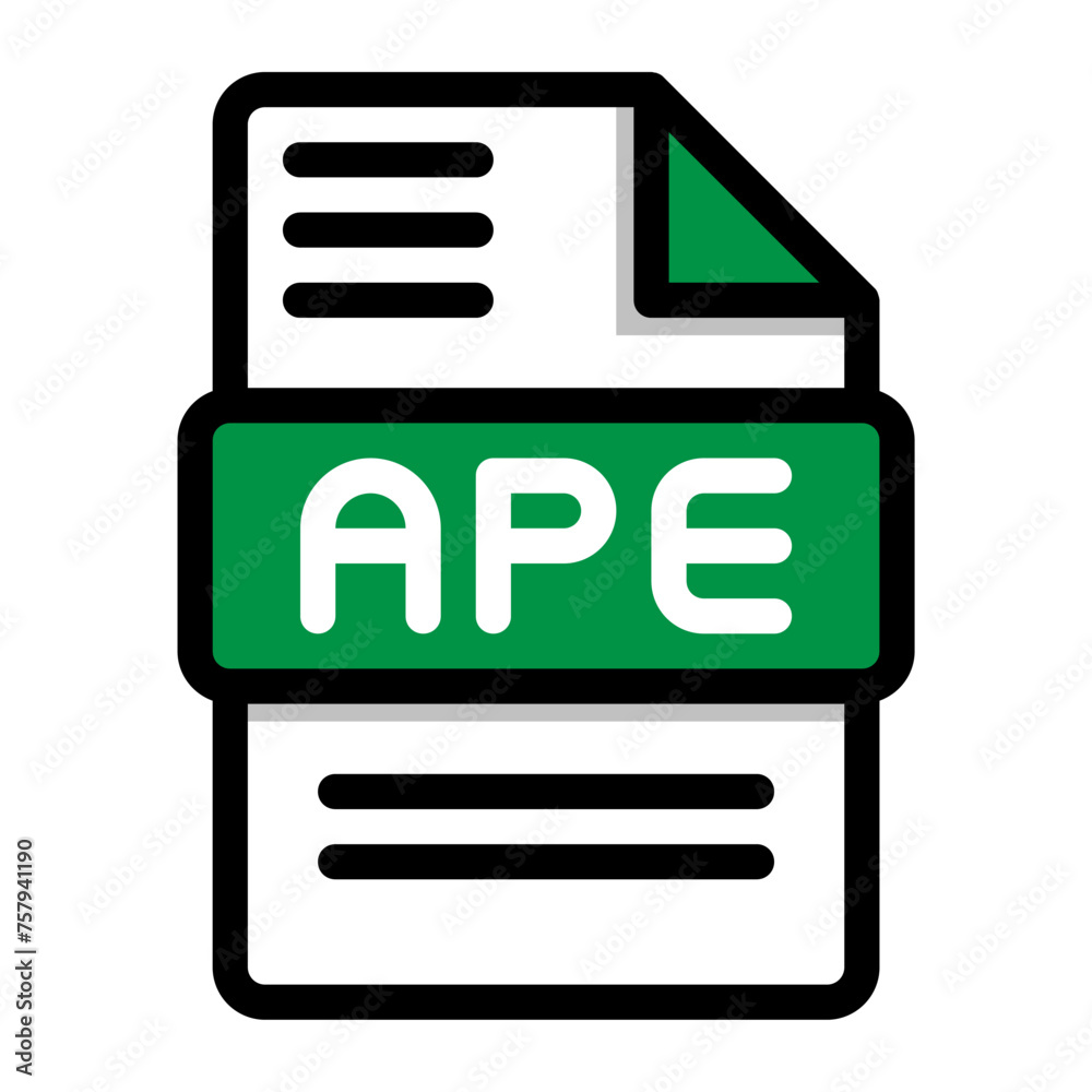 Ape file icon. flat audio file, icons format symbols. Vector illustration. can be used for website interfaces, mobile applications and software Ape file icon. flat audio file, icons format symbols. Vector illustration. can be used for website interfaces, mobile applications and software