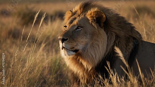 Lion in the Okavango Delta - Moremi National Park in Botswana