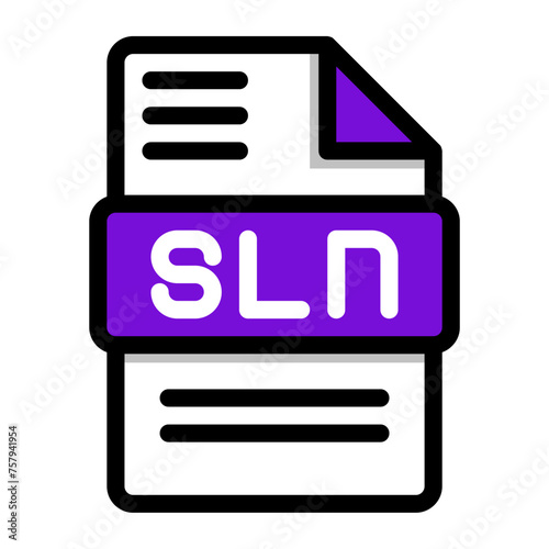 Sln file icon. flat audio file, icons format symbols. Vector illustration. can be used for website interfaces, mobile applications and software