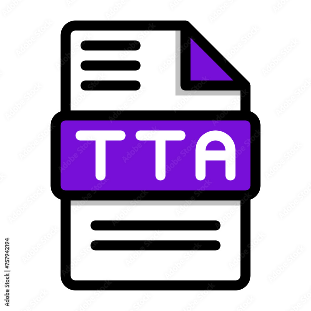 Tta file icon. flat audio file, icons format symbols. Vector illustration. can be used for website interfaces, mobile applications and software Tta file icon. flat audio file, icons format symbols. Vector illustration. can be used for website interfaces, mobile applications and software