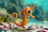 Yellow Sea Horse Standing in Water