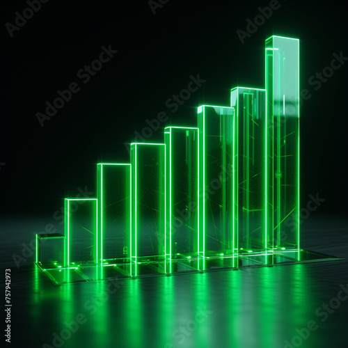render of translucent and glossy graph, neon green color сreated with Generative Ai