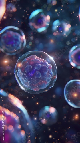 interpretation of stem cells as cosmic entities floating in a sparkling void