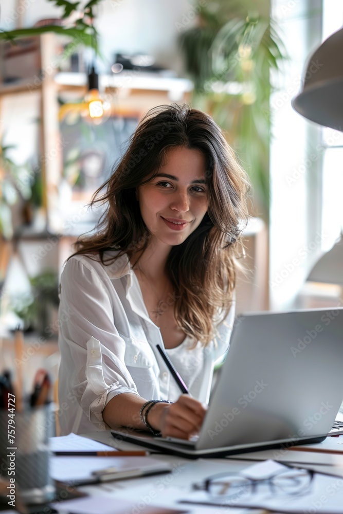 Woman Typing on Laptop at Desk Woman Typing on Laptop at Desk