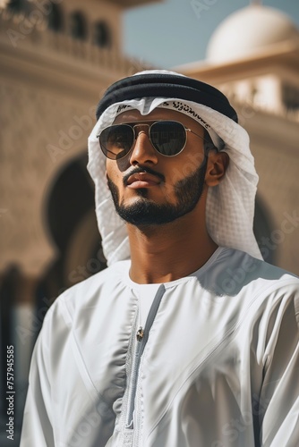 Man in White Jacket and Sunglasses