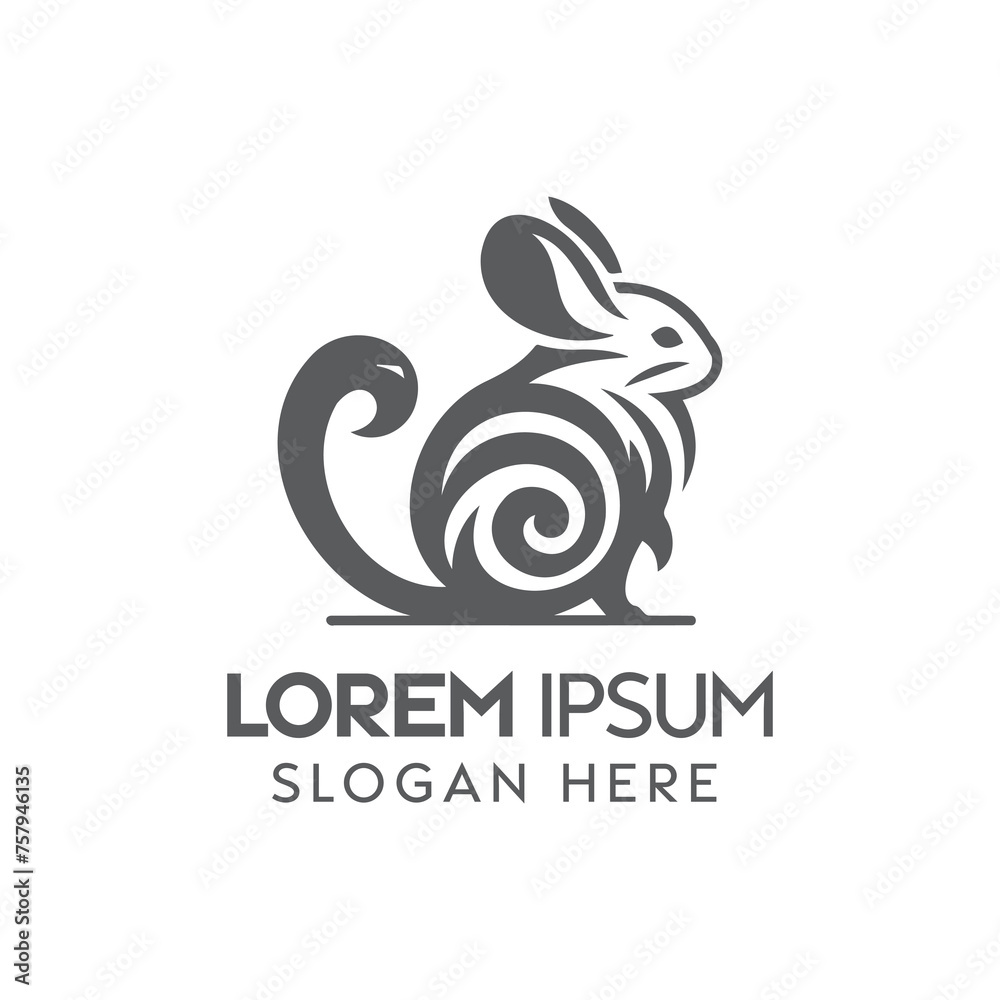 Elegant Squirrel and Rabbit Hybrid Logo Design With Swirling Motifs Elegant Squirrel and Rabbit Hybrid Logo Design With Swirling Motifs