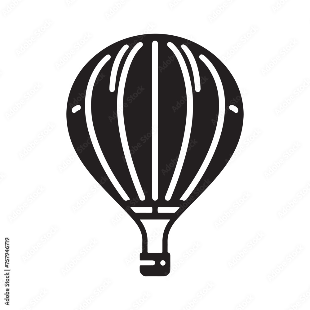 Fototapeta premium Hot Air Balloon Vector Silhouette: A Whimsical Silhouette Capturing the Freedom of Hot Air Balloons in Vector Form. Hot Air Balloon Black Illustration.