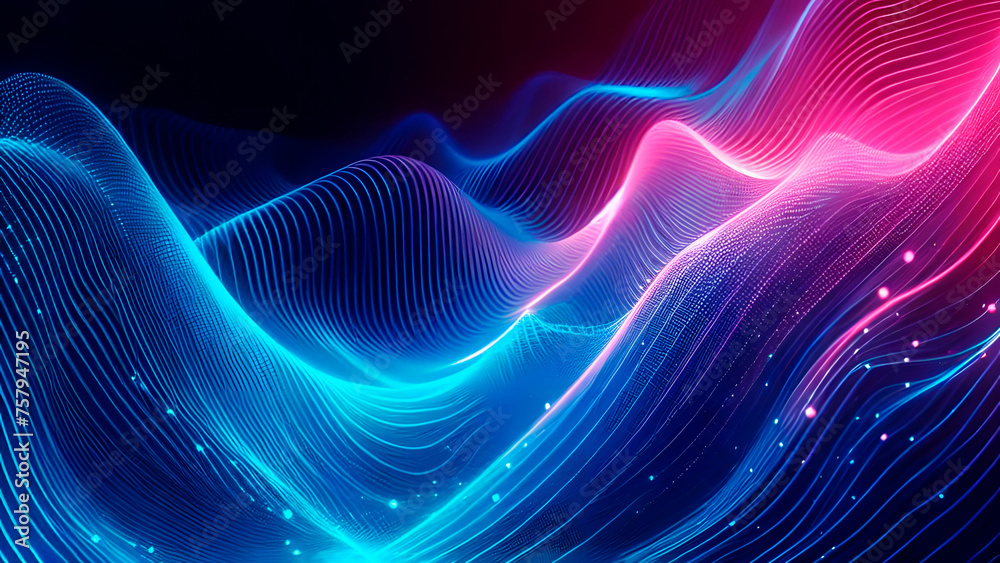 Wave background neon and lines pink and light blue Wave background neon and lines pink and light blue