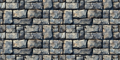 Seamless rock wall pattern  tileable stone masonry texture illustration  great for video game design