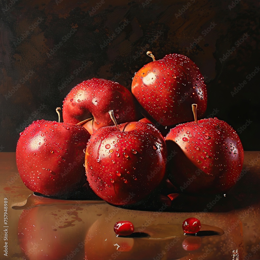 A Pile of Red Apples on a Table A Pile of Red Apples on a Table